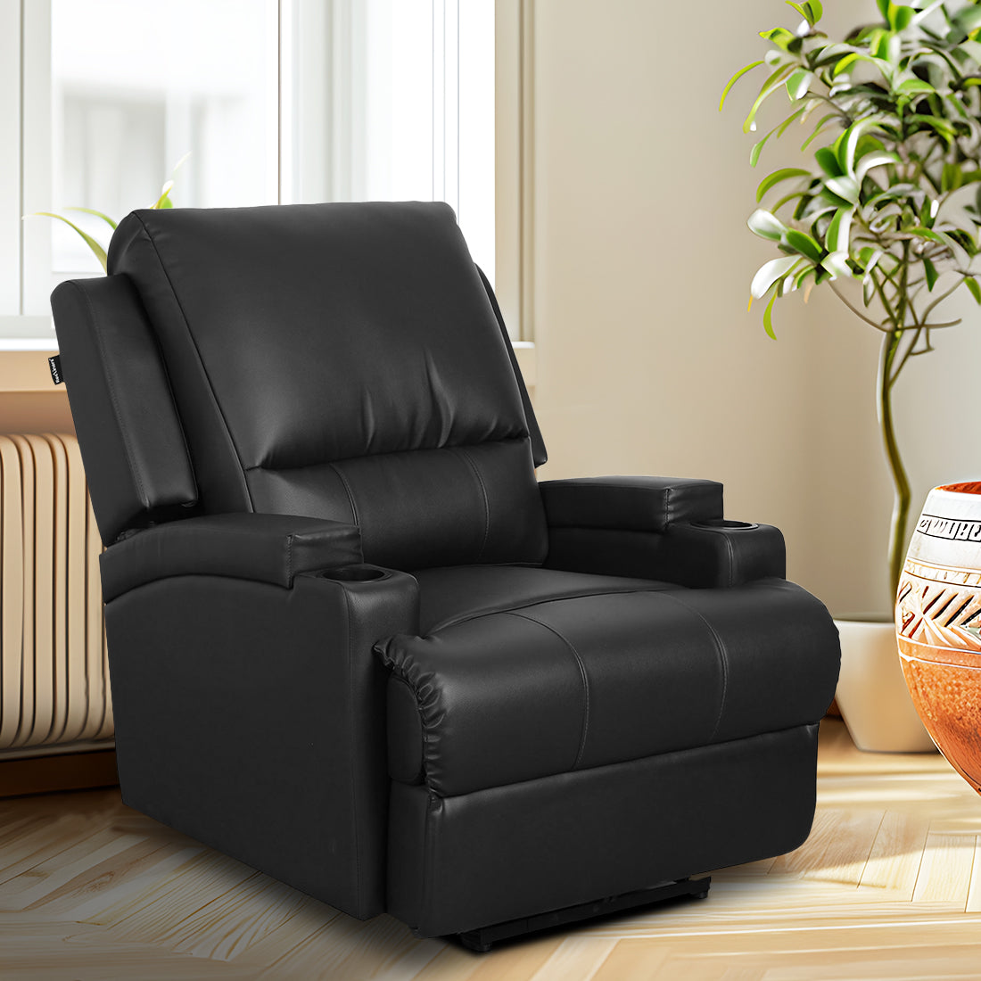 Buy Single Seater Recliner - TV Chair Online in India Online in India, Single Seater Recliner Sofa, Single Seater Recliner Chair, Manual Recliner, Leatherette Recliner, Living Room Recliner