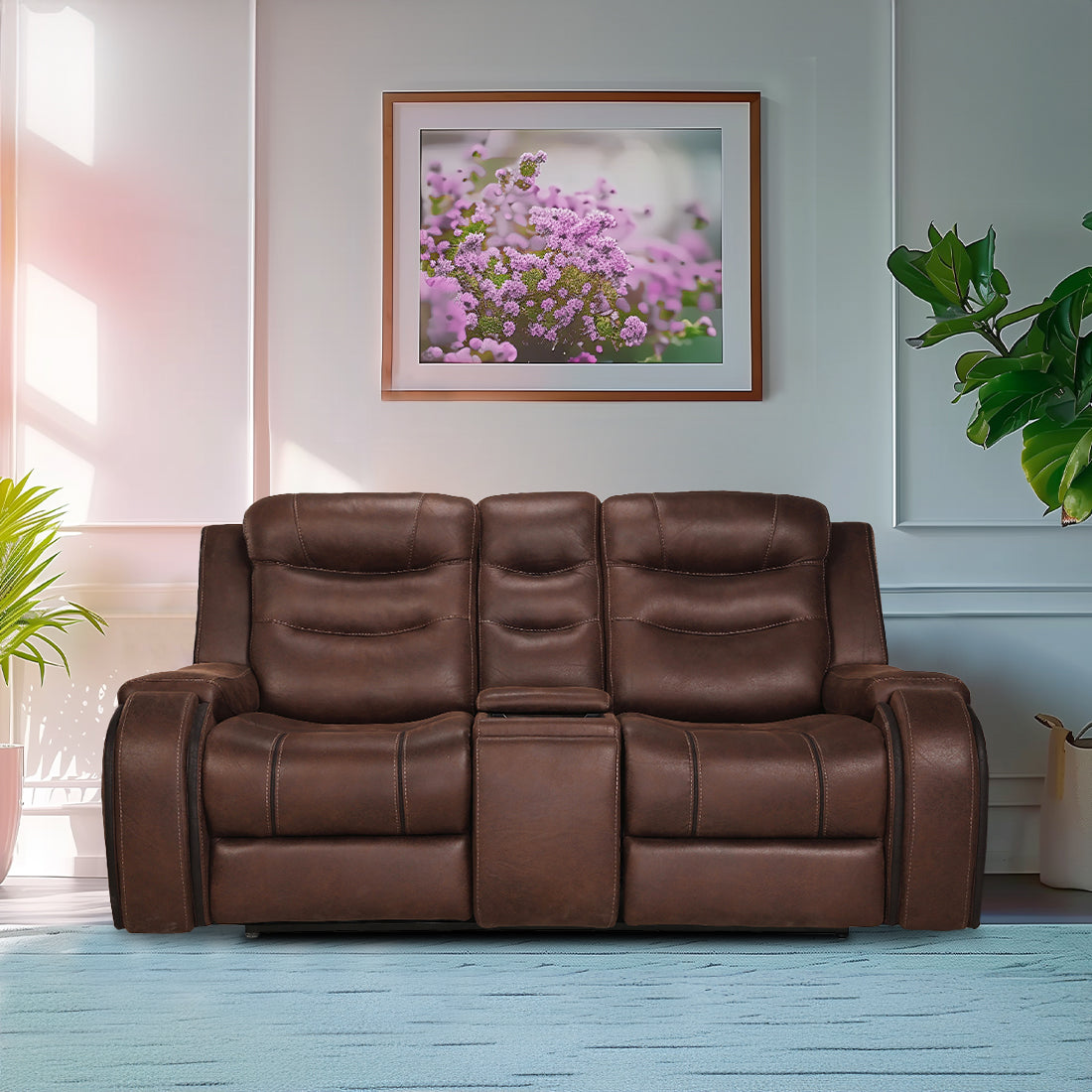 Two Seater Recliner Sofa With Console - Silk