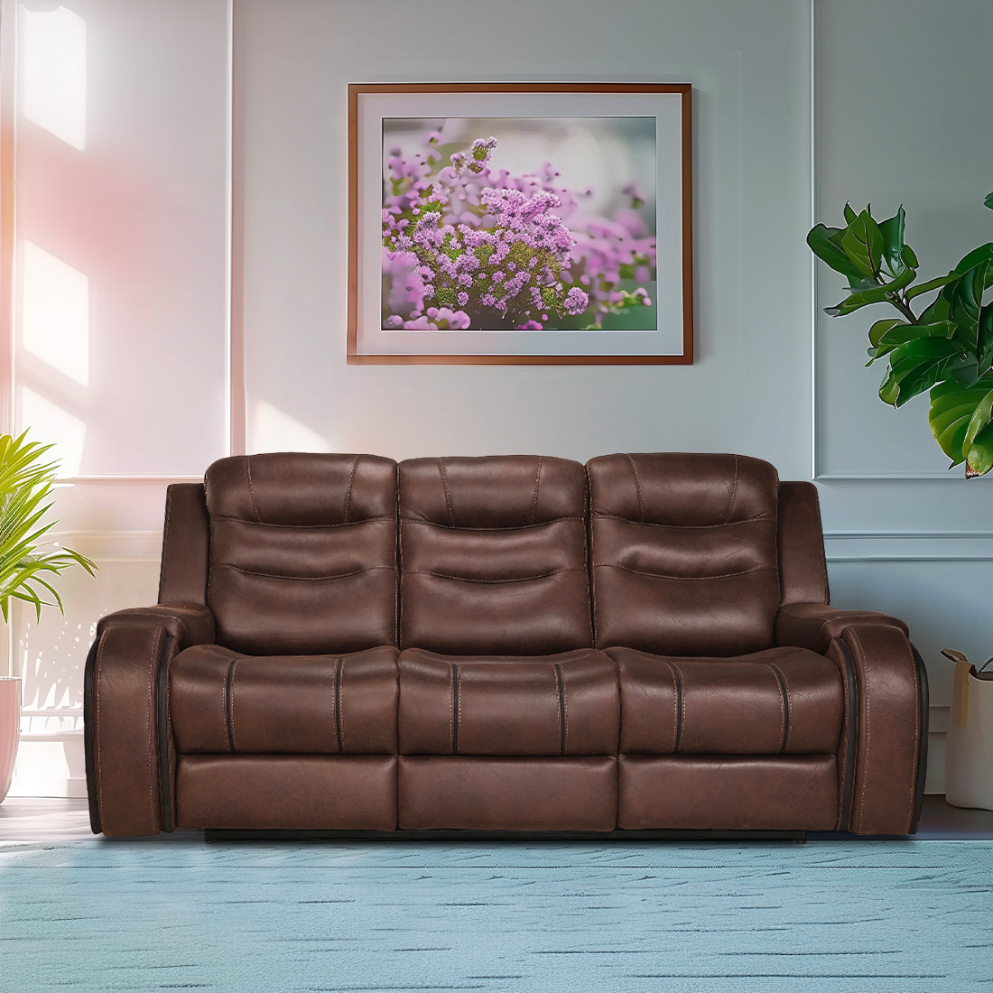 Three Seater Recliner Sofa - Silk