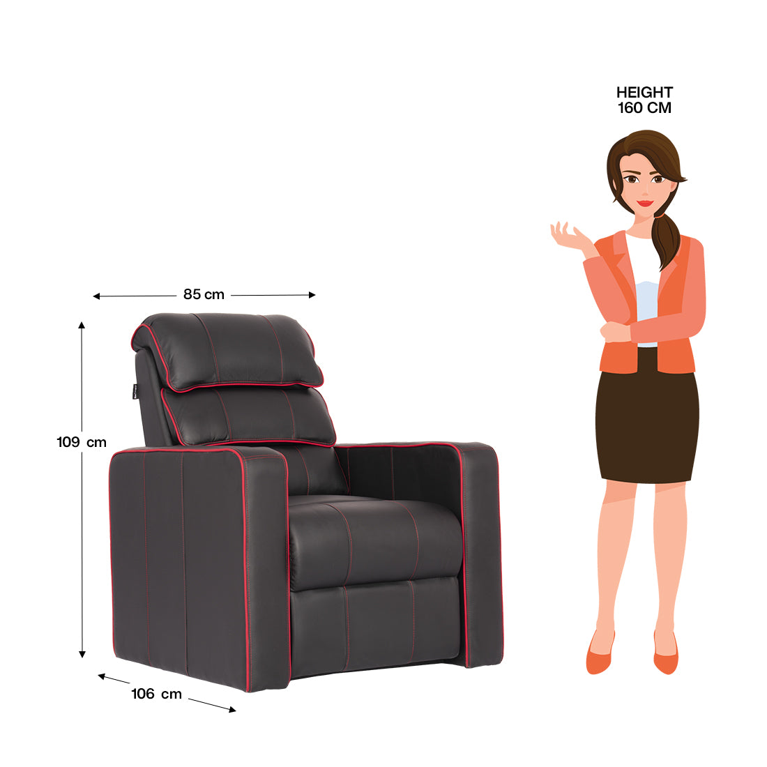 Home Theater Recliner Chair Style-802M Black