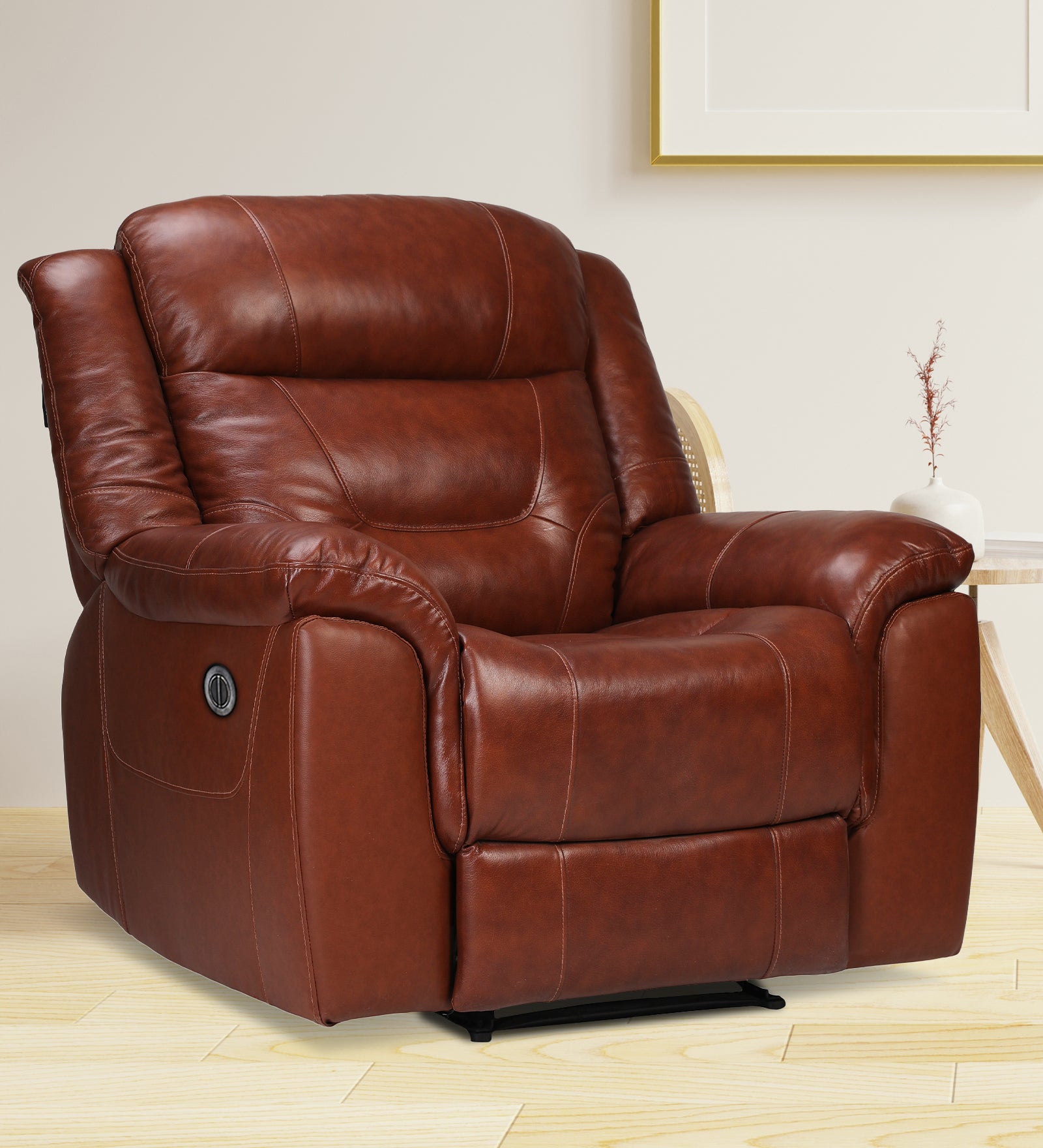 Buy Single Seater Recliner Sofa - Joy (Half Leather) Online in India, Single Seater Recliner Sofa, Single Seater Recliner Chair, Manual Recliner, Half Leather Recliner, Living Room Recliner, Joy Recliners