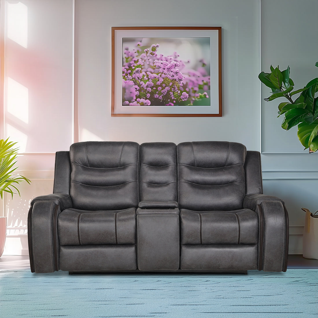 Two Seater Recliner Sofa With Console - Silk