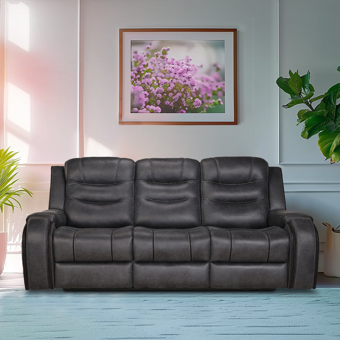 Three Seater Recliner Sofa - Silk