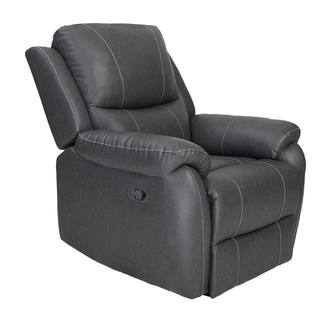 Buy Single Seater Recliner Sofa Recliner - Lite (Grey) Online in India, Single Seater Recliner Sofa, Single Seater Recliner Chair, Manual Recliner, Leatherette Recliner, Living Room Recliner