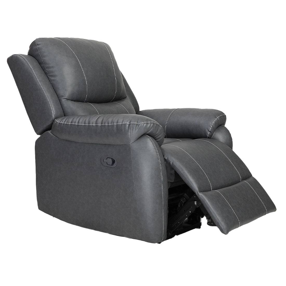 Buy Single Seater Recliner Sofa Recliner - Lite (Grey) Online in India, Single Seater Recliner Sofa, Single Seater Recliner Chair, Manual Recliner, Leatherette Recliner, Living Room Recliner