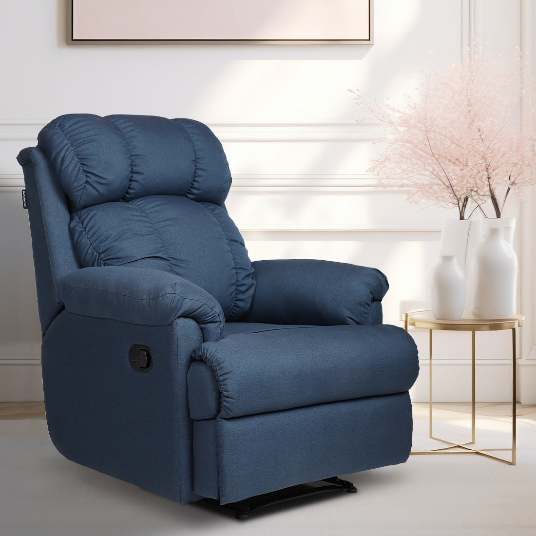 Buy Single Seater Recliner- 369 Teal Online in India, Single Seater Recliner Sofa, Single Seater Recliner Chair, Manual Recliner, Fabric Recliner, Living Room Recliner