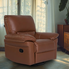 Buy Single Seater Recliner - Aversa (Tan) Online in India, Single Seater Recliner Sofa, Single Seater Recliner Chair, Manual Recliner, Leatherette Recliner, Living Room Recliner, Swivel Glider Recliner