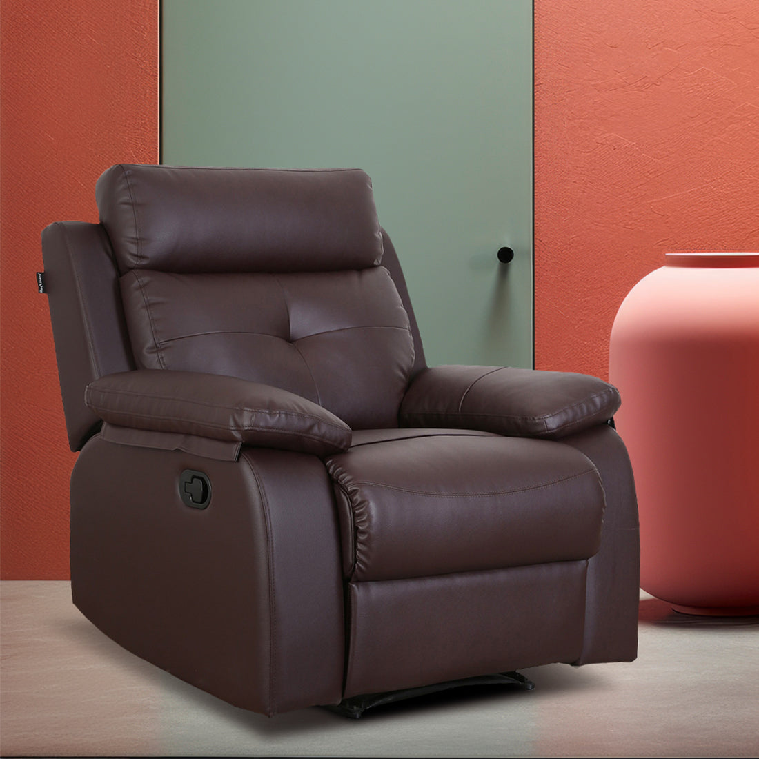 Buy Single Seater Recliner Sofa - Ohio Online in India, Single Seater Recliner Sofa, Single Seater Recliner Chair, Manual Recliner, Leatherette Recliner, Living Room Recliner