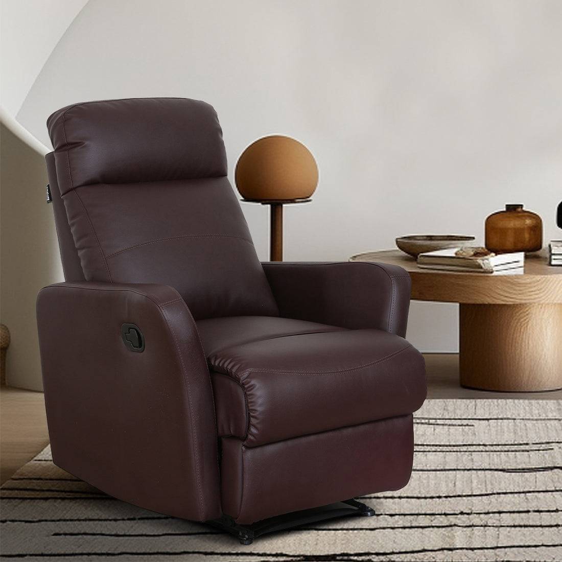 Buy Single Seater Recliner Sofa - Sleek Online in India, Single Seater Recliner Sofa, Single Seater Recliner Chair, Manual Recliner, Leatherette Recliner, Living Room Recliner