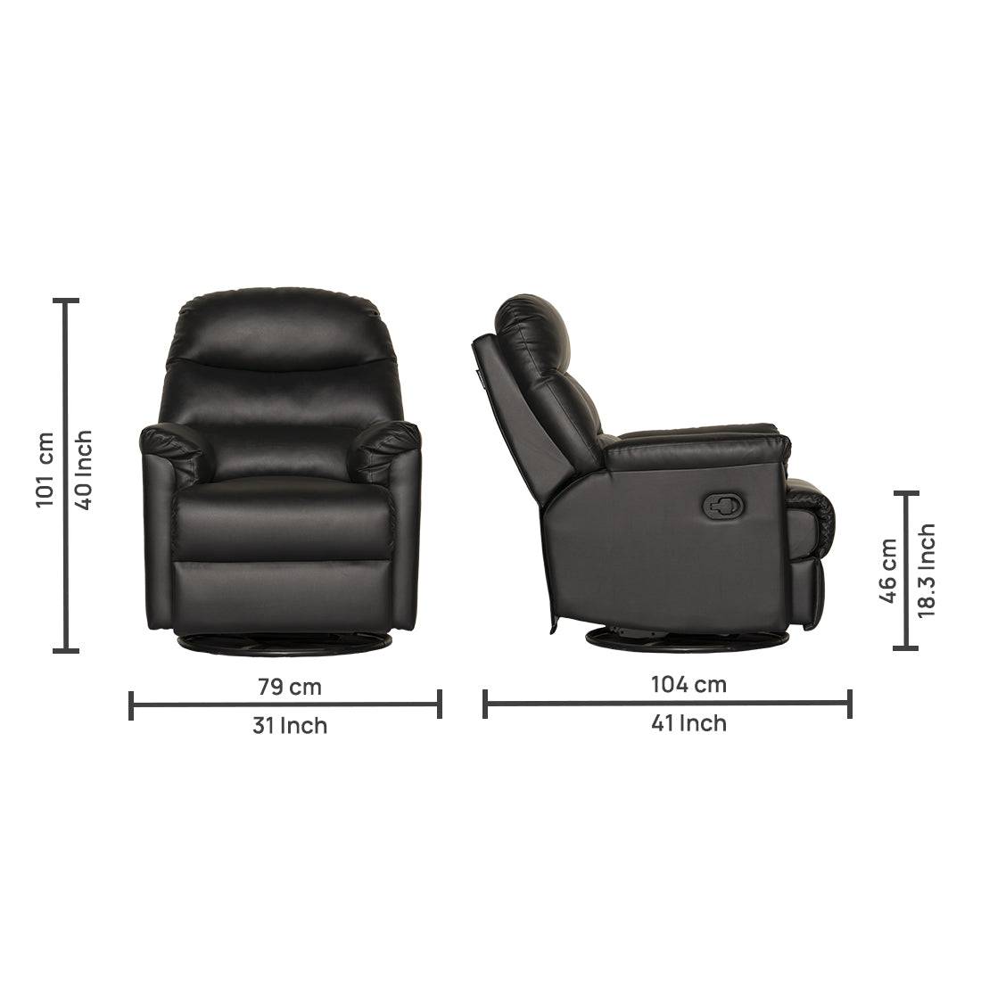 Buy Single Seater Recliner Sofa - Wave Online in India, Single Seater Recliner Sofa, Single Seater Recliner Chair, Manual Recliner, Leatherette Recliner, Living Room Recliner