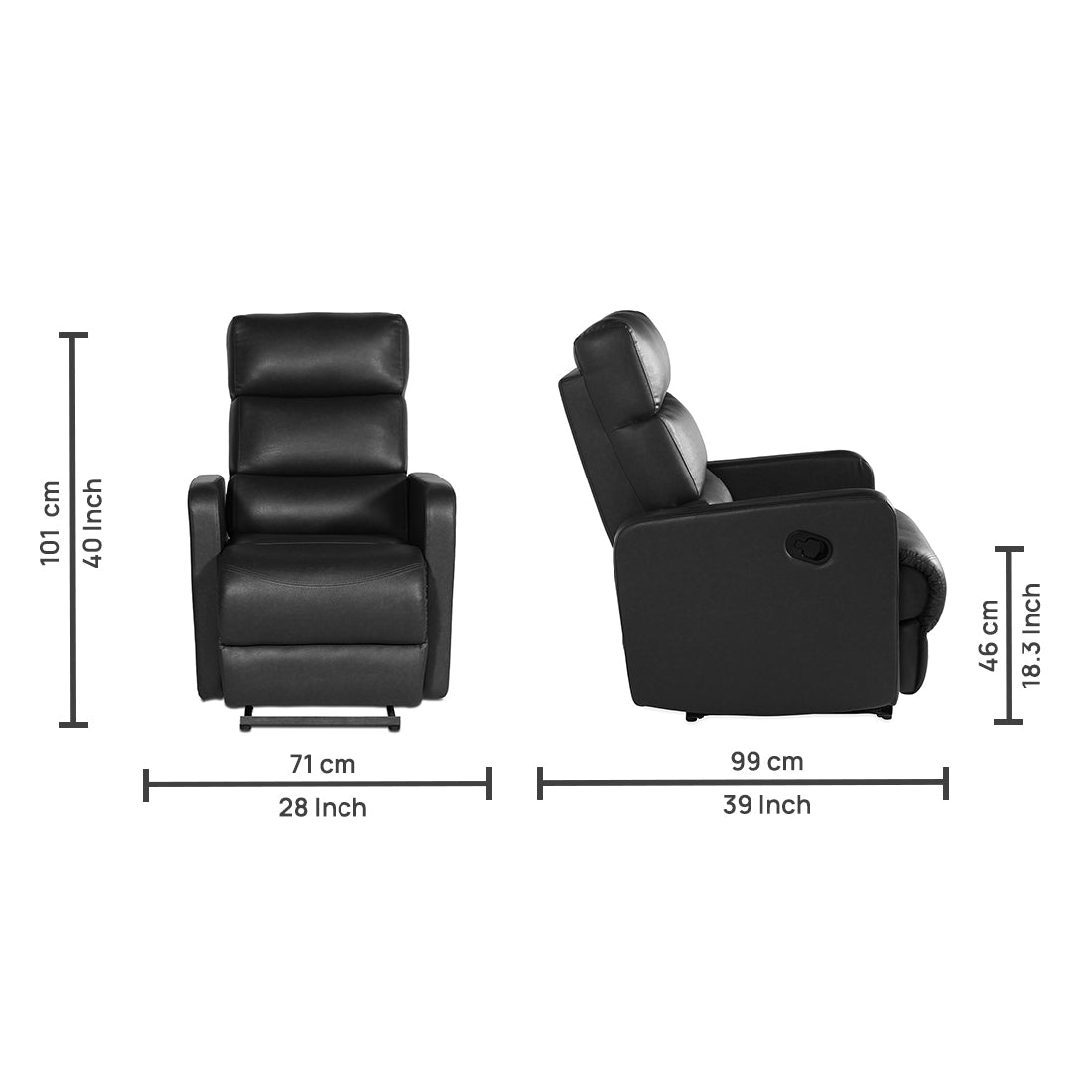 Buy Single Seater Recliner Sofa - 220 Online in India, Single Seater Recliner Sofa, Single Seater Recliner Chair, Manual Recliner, Leatherette Recliner, Living Room Recliner