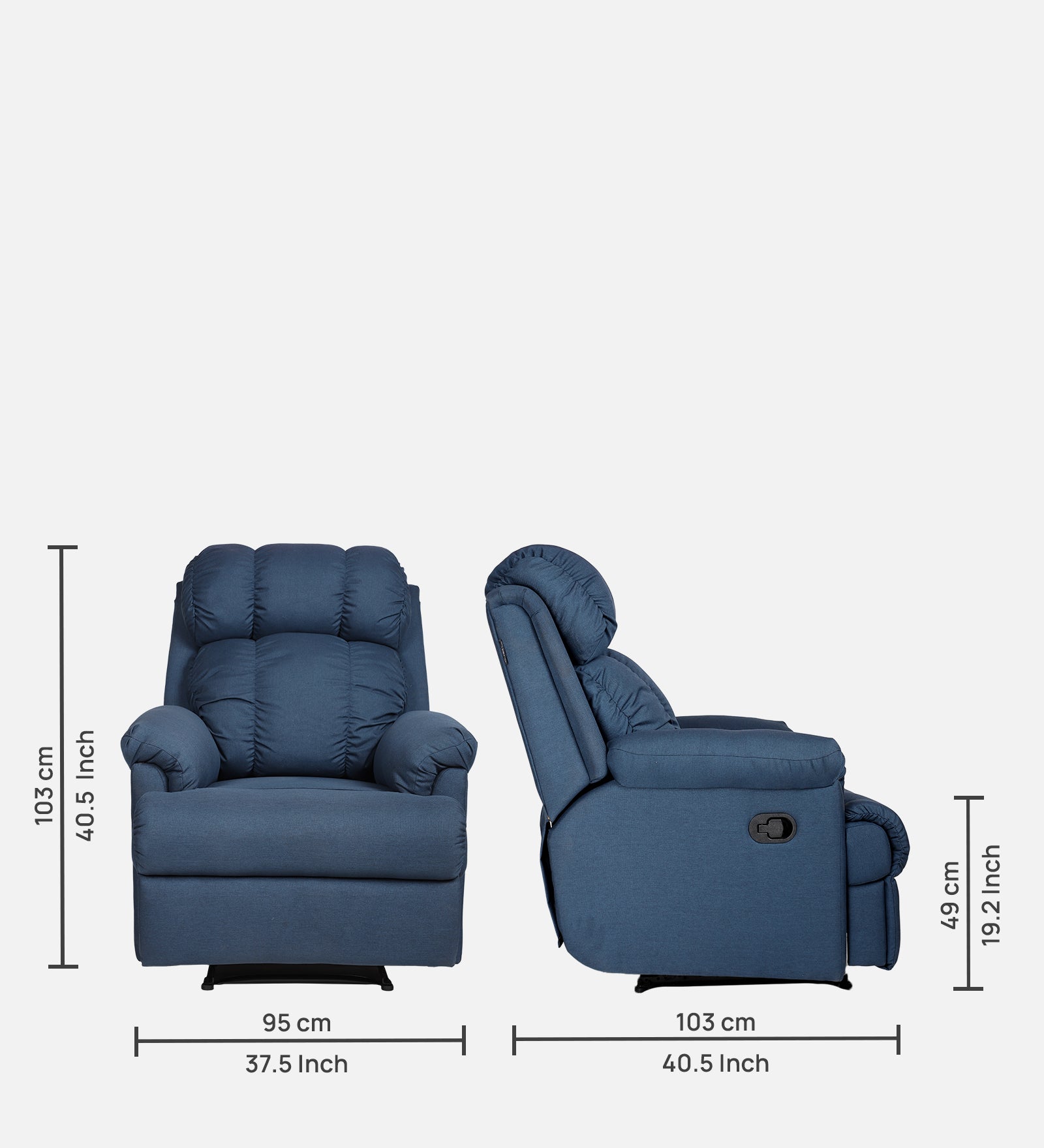 Buy Single Seater Recliner- 369 Teal Online in India, Single Seater Recliner Sofa, Single Seater Recliner Chair, Manual Recliner, Fabric Recliner, Living Room Recliner