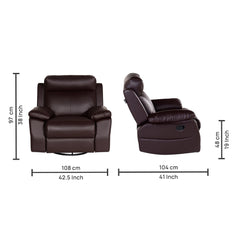 Buy Single Seater Recliner - Lazino (Brown) Online in India, Single Seater Recliner Sofa, Single Seater Recliner Chair, Manual Recliner, Leatherette Recliner, Living Room Recliner