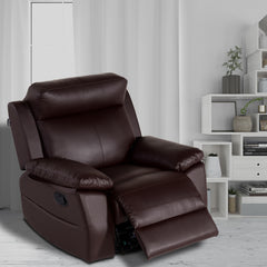 Buy Single Seater Recliner - Lazino (Brown) Online in India, Single Seater Recliner Sofa, Single Seater Recliner Chair, Manual Recliner, Leatherette Recliner, Living Room Recliner