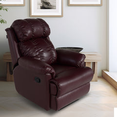 Buy Single Seater Recliner Sofa - 369 (Burgundy) Online in India, Single Seater Recliner Sofa, Single Seater Recliner Chair, Manual Recliner, Leatherette Recliner, Living Room Recliner