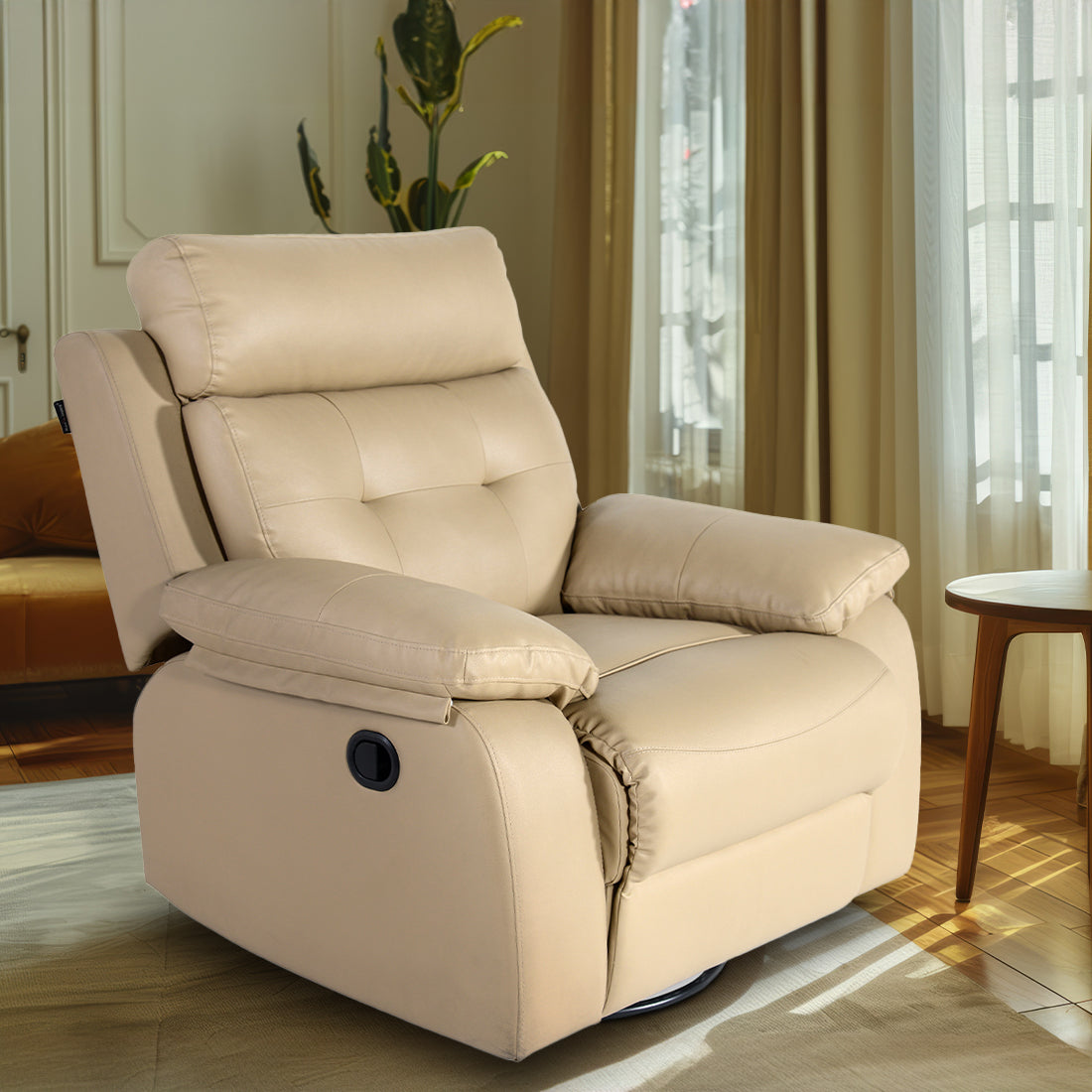 Buy Single Seater Recliner Sofa - 786 (Cream) Online in India, Single Seater Recliner Sofa, Single Seater Recliner Chair, Manual Recliner, Leatherette Recliner, Living Room Recliner