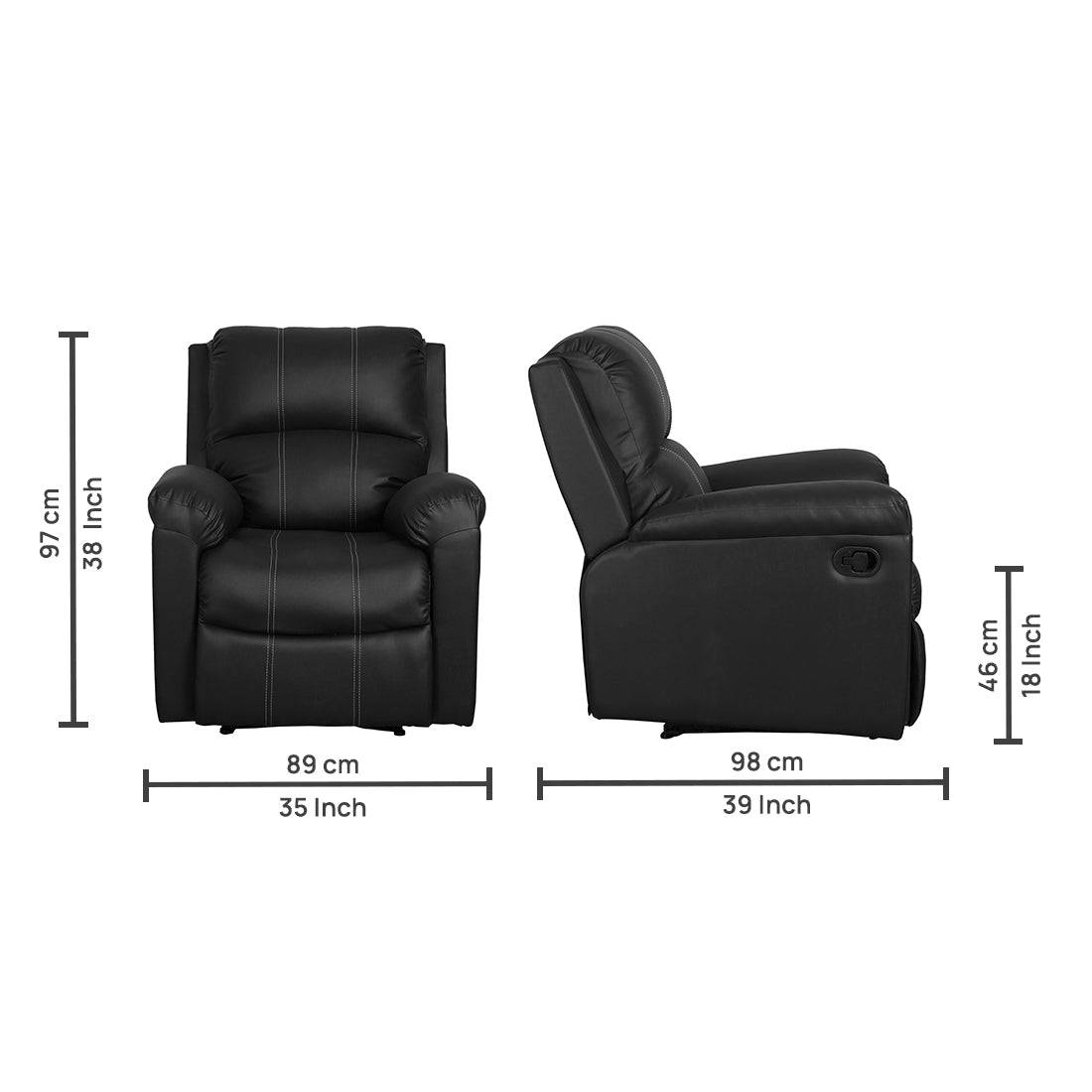 Buy Single Seater Recliner Sofa - Spino Online in India, Single Seater Recliner Sofa, Single Seater Recliner Chair, Manual Recliner, Leatherette Recliner, Living Room Recliner