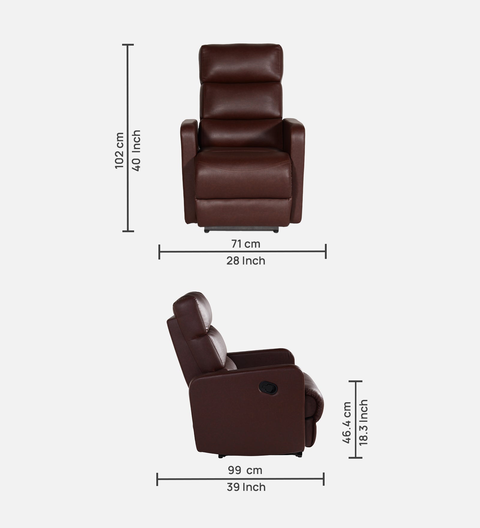 Buy Single Seater Recliner Sofa - 220 Online in India, Single Seater Recliner Sofa, Single Seater Recliner Chair, Manual Recliner, Leatherette Recliner, Living Room Recliner