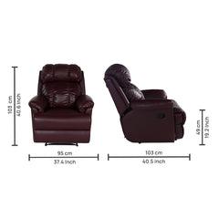 Buy Single Seater Recliner Sofa - 369 (Burgundy) Online in India, Single Seater Recliner Sofa, Single Seater Recliner Chair, Manual Recliner, Leatherette Recliner, Living Room Recliner