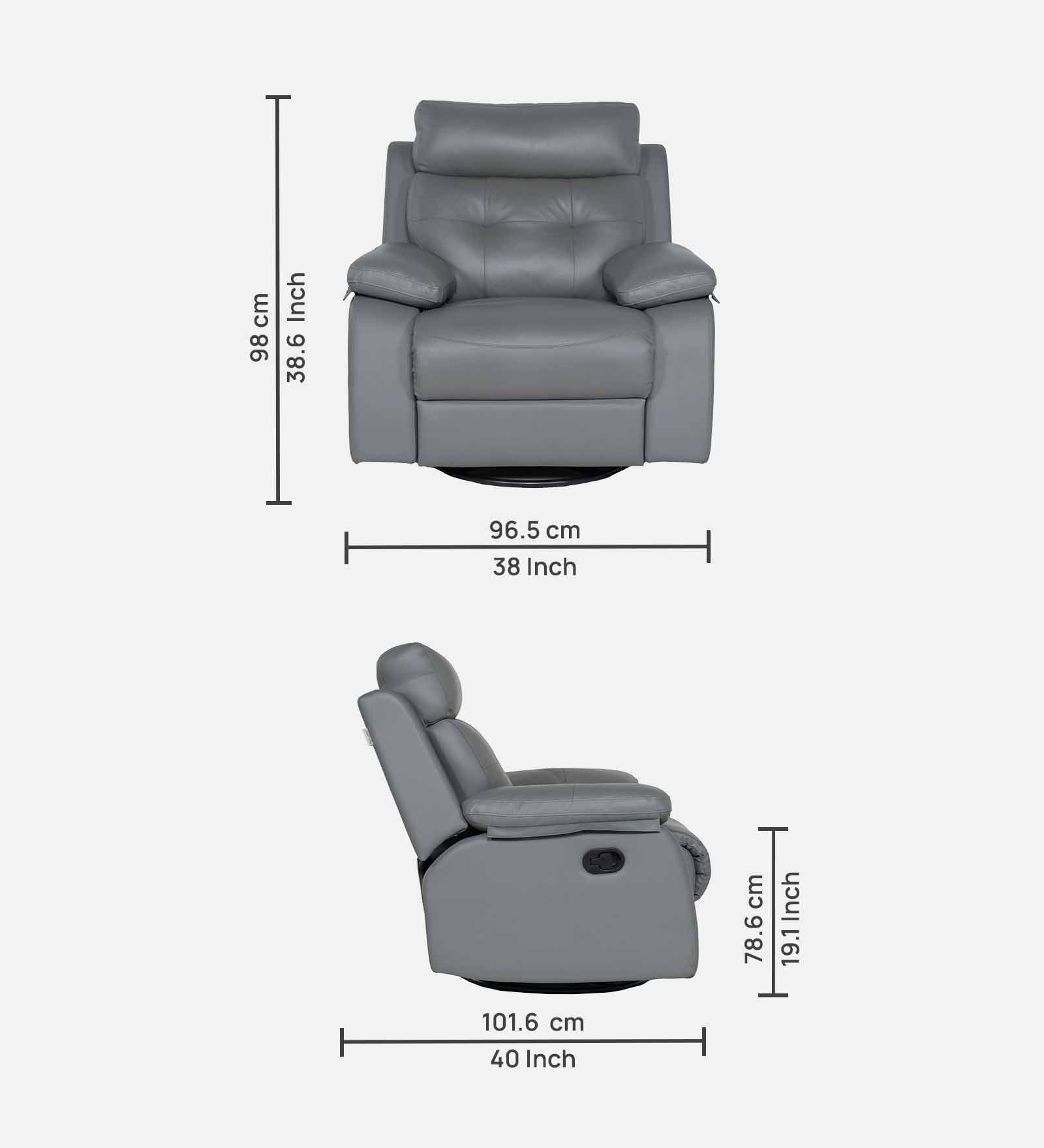 Buy Single Seater Recliner Sofa - 786 (Grey) Online in India, Single Seater Recliner Sofa, Single Seater Recliner Chair, Manual Recliner, Leatherette Recliner, Living Room Recliner