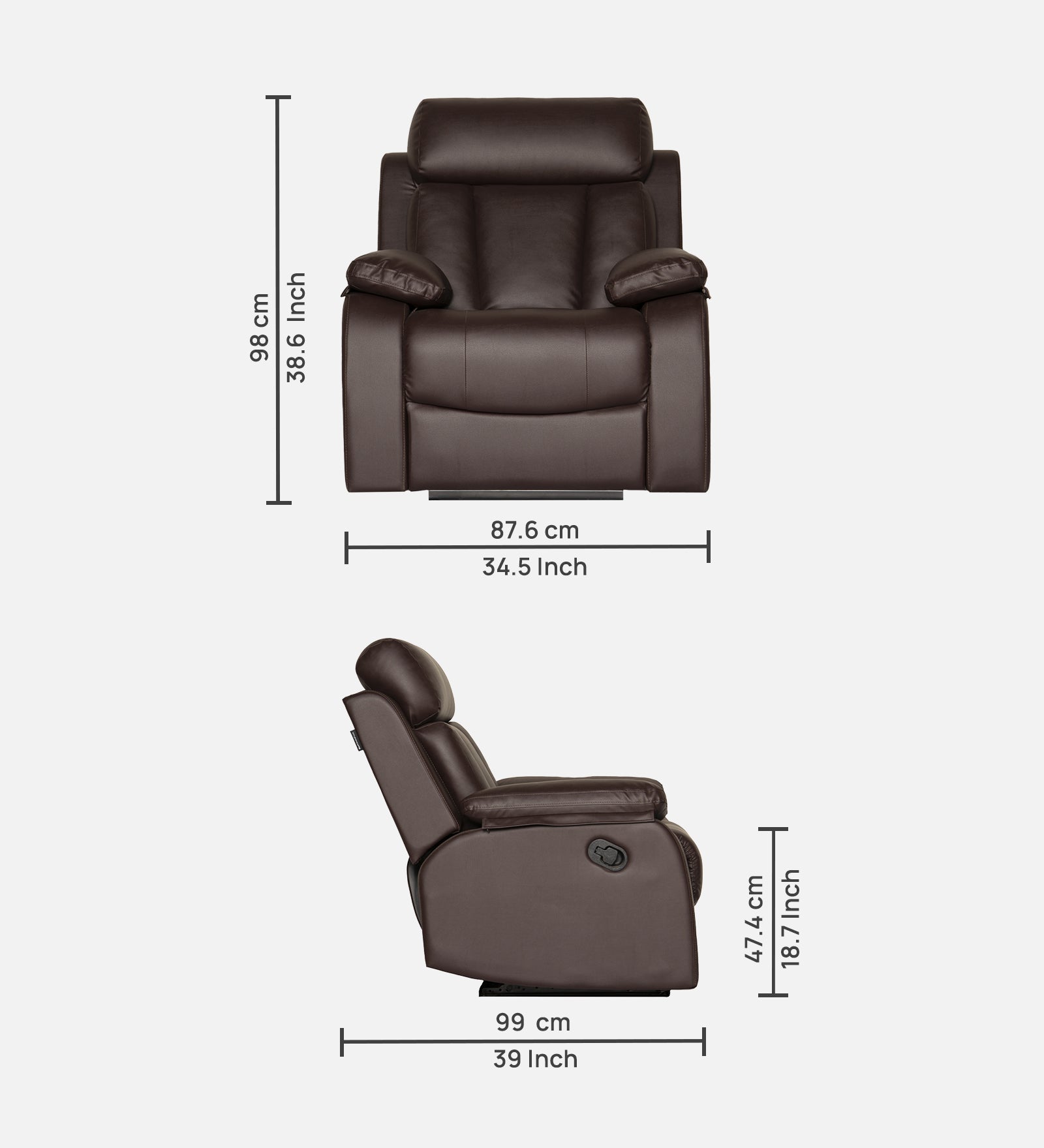 Buy Single Seater Recliner Sofa - Magna Online in India, Single Seater Recliner Sofa, Single Seater Recliner Chair, Manual Recliner, Leatherette Recliner, Living Room Recliner