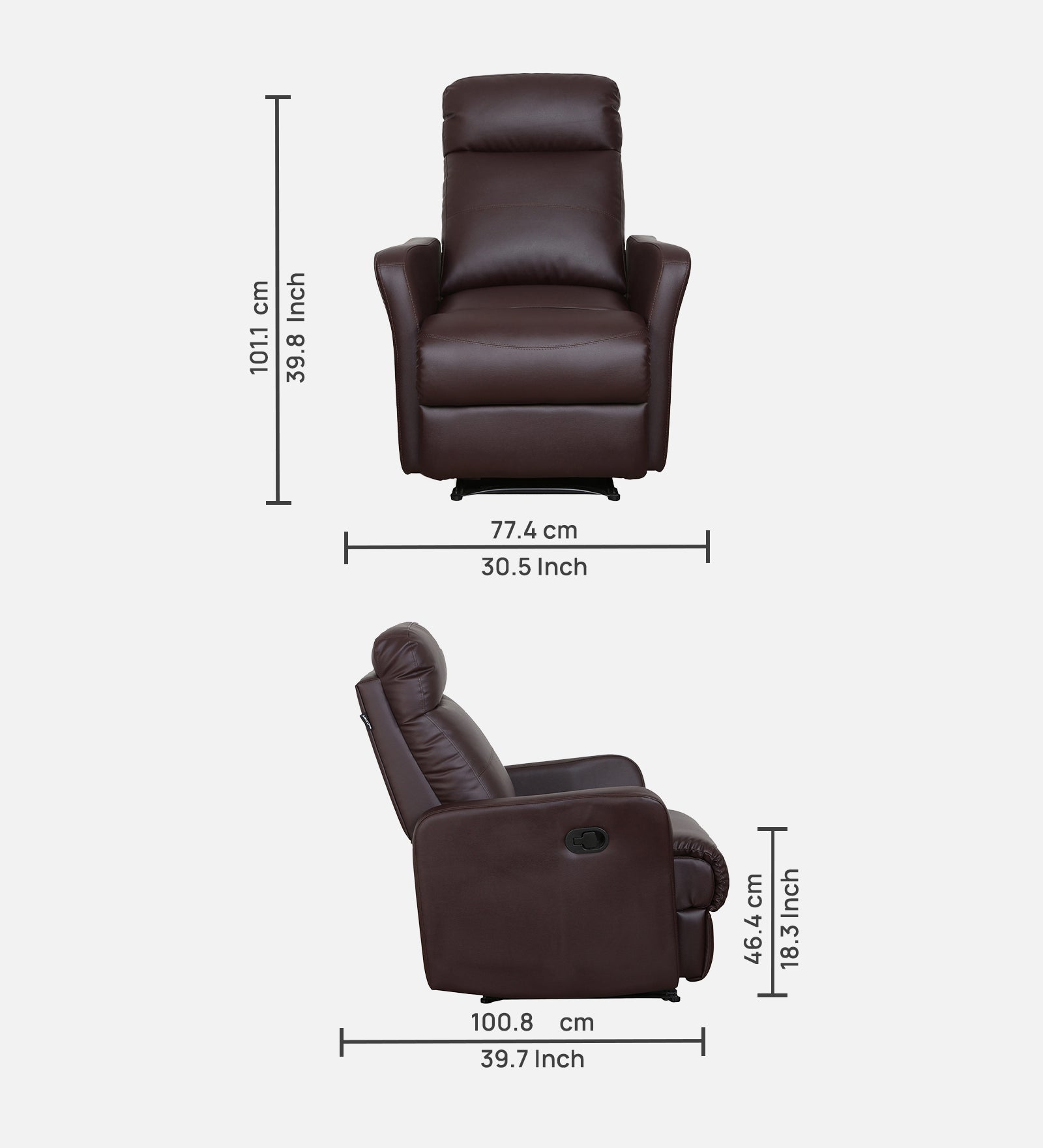 Buy Single Seater Recliner Sofa - Sleek Online in India, Single Seater Recliner Sofa, Single Seater Recliner Chair, Manual Recliner, Leatherette Recliner, Living Room Recliner