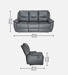 Buy Three Seater Recliner Sofa - Lite (Grey) Online in India, Three Seater Recliner Sofa, 3 Seater Recliner Chair, Motorized Recliner, Leatherette Recliner, Living Room Recliner