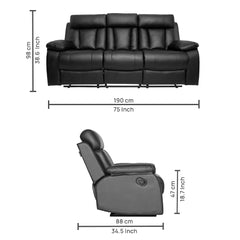 Buy Three Seater Recliner Sofa - Magna Online in India, Three Seater Recliner Sofa, 3 Seater Recliner Chair, Manual Recliner, Leatherette Recliner, Living Room Recliner