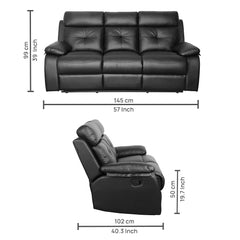 Buy Three Seater Recliner Sofa - Ohio Online in India, Three Seater Recliner Sofa, 3 Seater Recliner Chair, Manual Recliner, Leatherette Recliner, Living Room Recliner