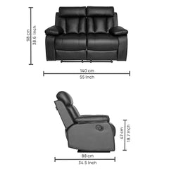 Buy Two Seater Recliner Sofa - Magna Online in India, Two Seater Recliner Sofa, 2 Seater Recliner Chair, Manual Recliner, Leatherette Recliner, Living Room Recliner