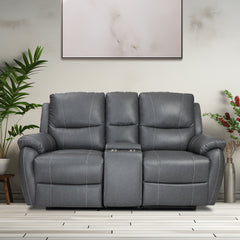 Buy Two Seater Recliner Sofa With Console - Lite (Grey) Online in India, Two Seater Recliner Sofa, 2 Seater Recliner Chair, Motorized Recliner, Leatherette Recliner, Living Room Recliner