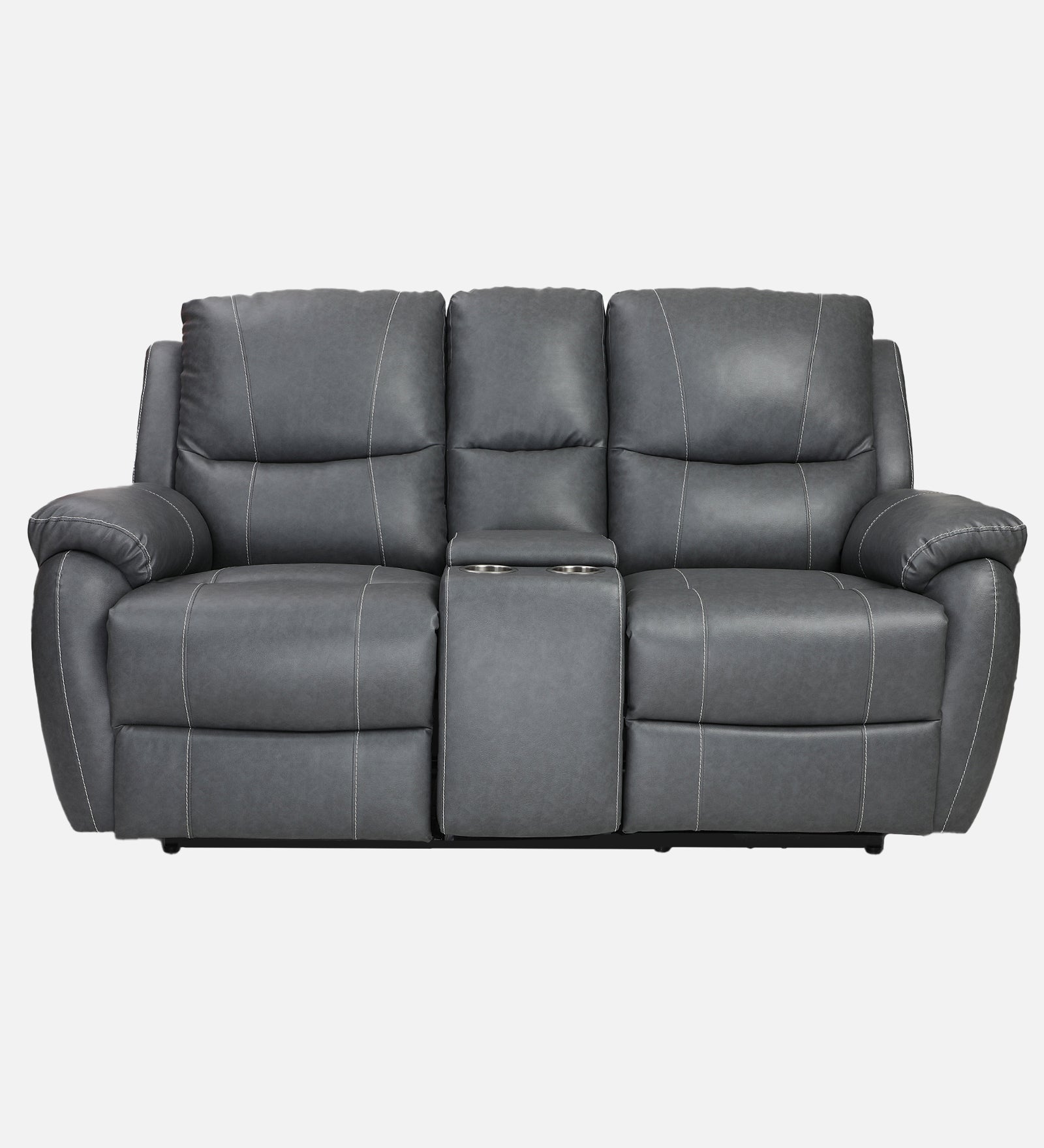 Buy Two Seater Recliner Sofa With Console - Lite (Grey) Online in India, Two Seater Recliner Sofa, 2 Seater Recliner Chair, Motorized Recliner, Leatherette Recliner, Living Room Recliner