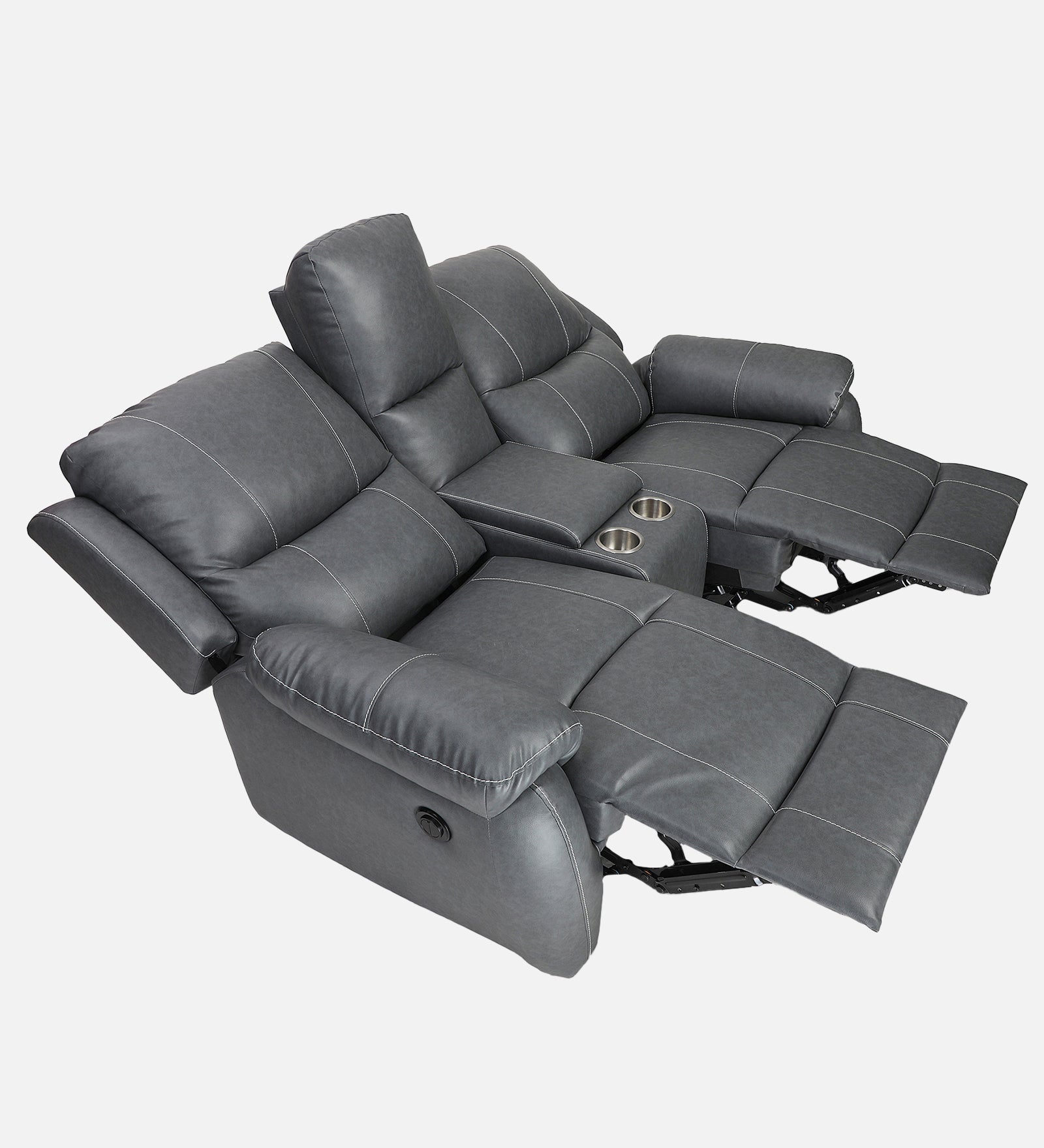 Buy Two Seater Recliner Sofa With Console - Lite (Grey) Online in India, Two Seater Recliner Sofa, 2 Seater Recliner Chair, Motorized Recliner, Leatherette Recliner, Living Room Recliner