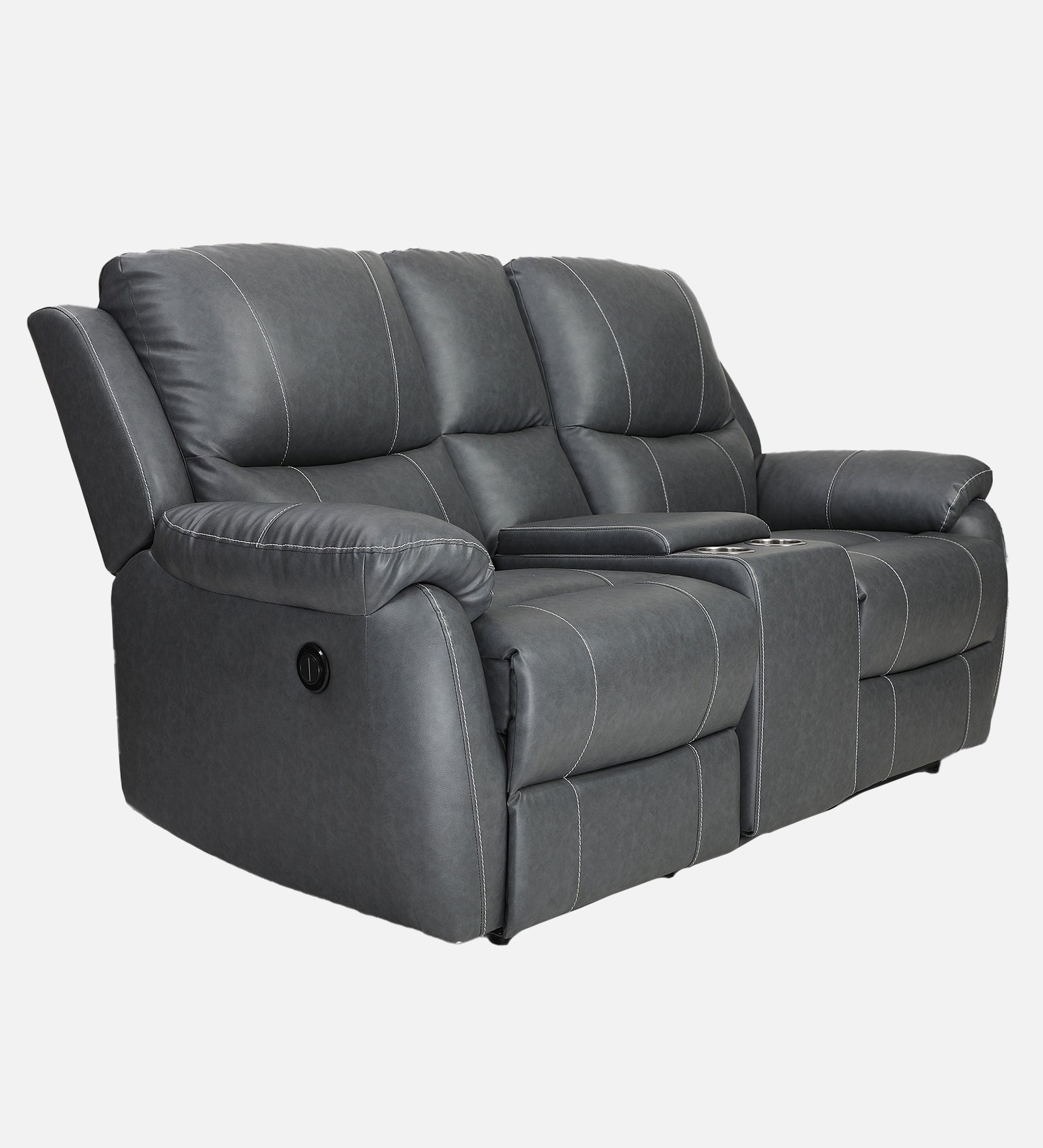 Buy Two Seater Recliner Sofa With Console - Lite (Grey) Online in India, Two Seater Recliner Sofa, 2 Seater Recliner Chair, Motorized Recliner, Leatherette Recliner, Living Room Recliner