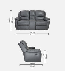 Buy Two Seater Recliner Sofa With Console - Lite (Grey) Online in India, Two Seater Recliner Sofa, 2 Seater Recliner Chair, Motorized Recliner, Leatherette Recliner, Living Room Recliner