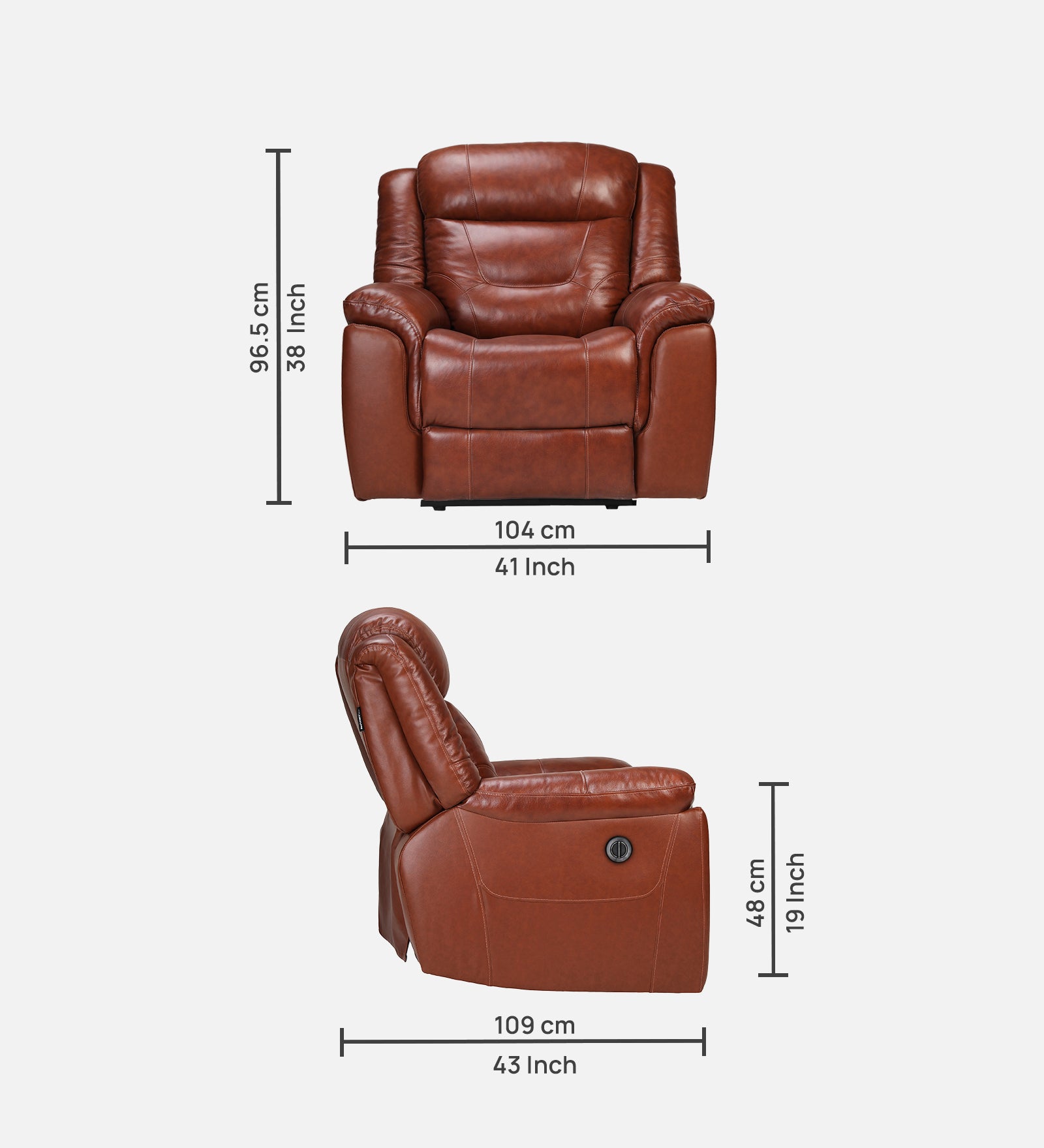 Buy Single Seater Recliner Sofa - Joy (Half Leather) Online in India, Single Seater Recliner Sofa, Single Seater Recliner Chair, Manual Recliner, Half Leather Recliner, Living Room Recliner, joy Recliners